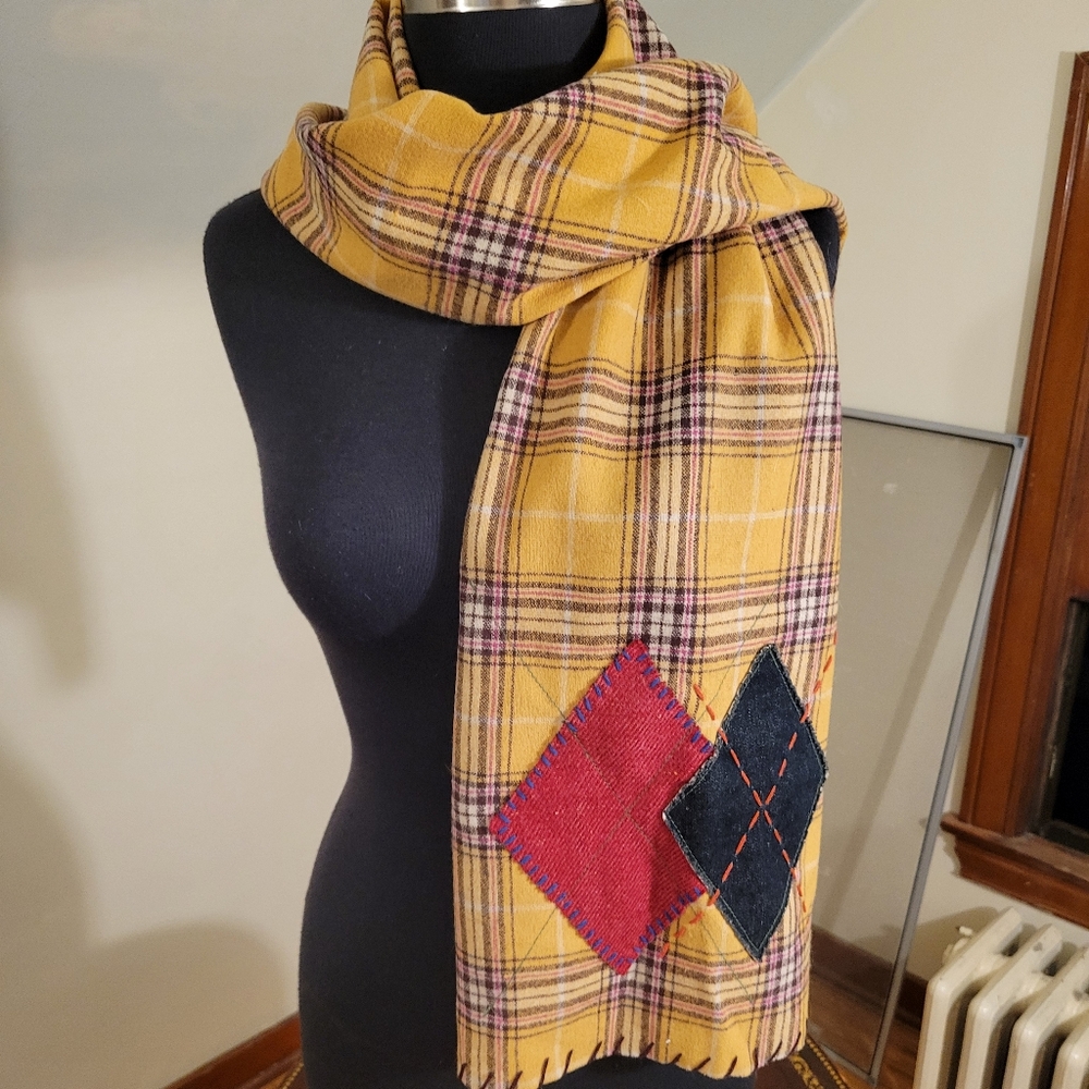 Gap Wool Plaid Patch Scarf